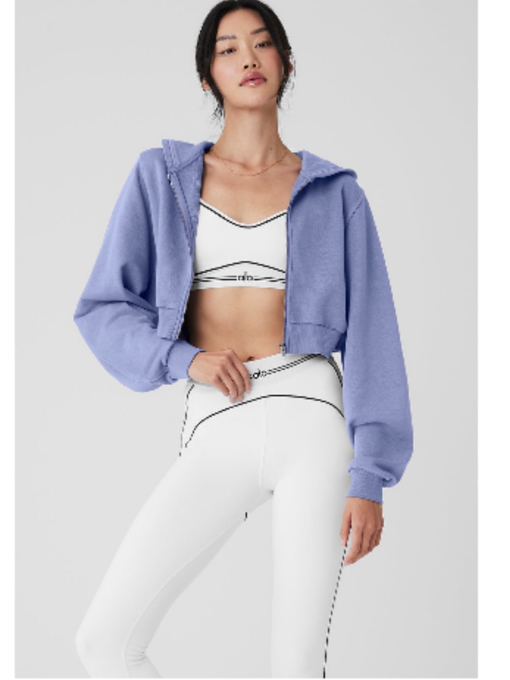ALO Yoga Cropped Lilac Blue Hoodie